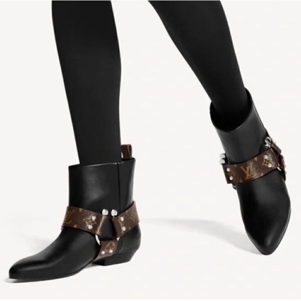 Louis Vuitton Black and Brown Ankle Boots